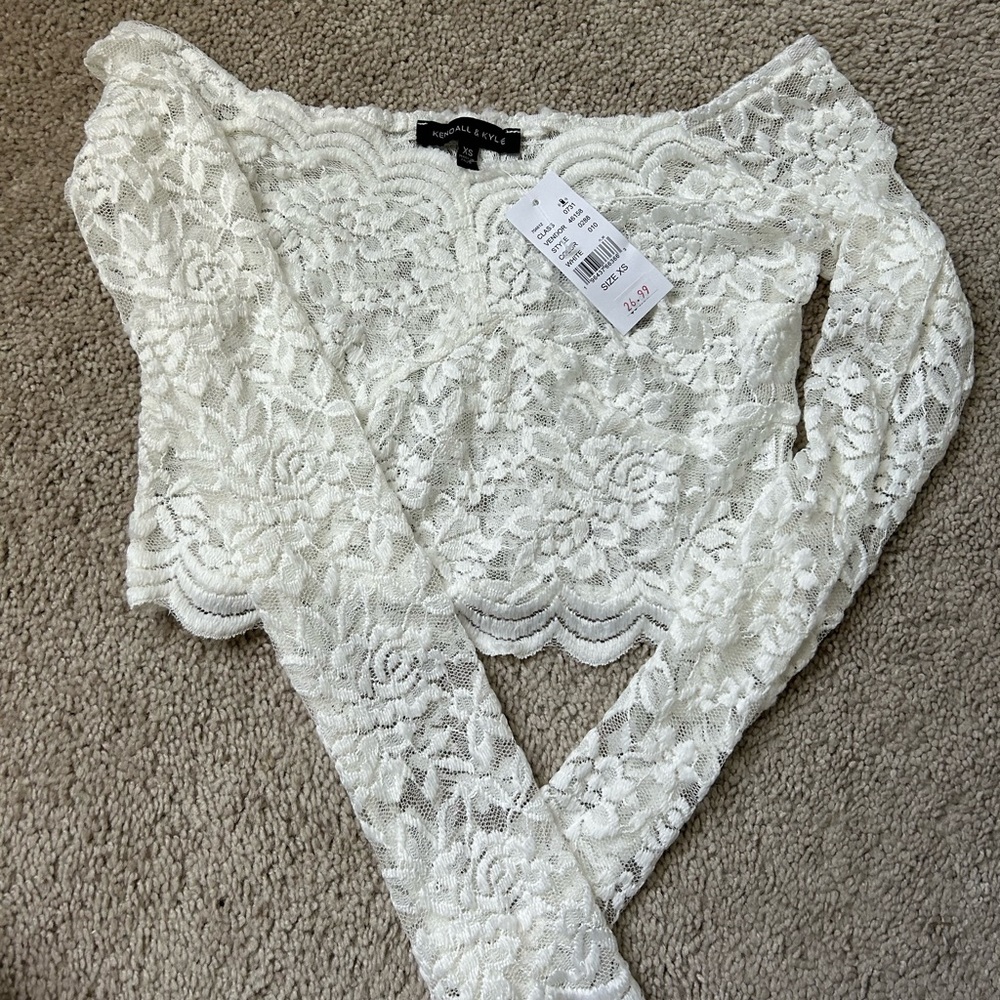 KENDALL & KYLIE Lace Long Sleeve Top